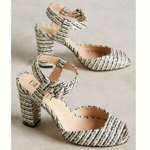 Anthropologie Billy Ella Boucle Metallic Striped Heels - Size 6